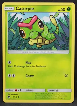 Caterpie 1/149 SM Base Set Normal Common Pokemon - LP1 - Image 1