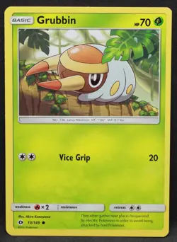 Grubbin 13/149 SM Base Set Normal Common Pokemon - LP1 - Image 1