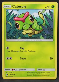 Caterpie 1/149 SM Base Set Normal Common Pokemon - LP2 - Image 1