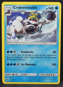 Crabominable 43/149 SM Base Set Normal Rare Pokemon - LP - Image 1