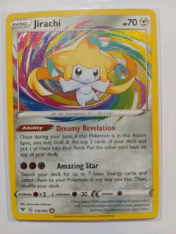 Jirachi 119/185 NM Rainbow Holo Foil Vivid Voltage Amazing Rare Pokemon Card! - Image 1