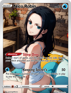 LoveangelGames-Season 2- Custom Card- Waifu Universe-Nico Robin Sleep Over - Image 1