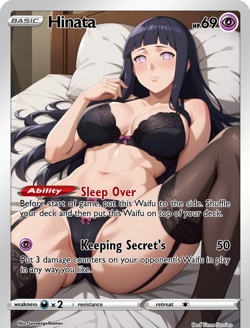 LoveangelGames-Season 2- Custom Card- Waifu Universe-Hinata Sleep Over - Image 1