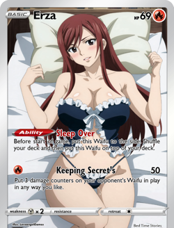 LoveangelGames-Season 2- Custom Card- Waifu Universe-Erza Sleep Over - Image 1