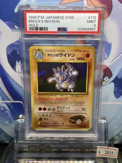 Pokemon Card PSA9 Brock's Rhydon Lv.38 Old Back Holo Rare 1998 Japanese - Image 1