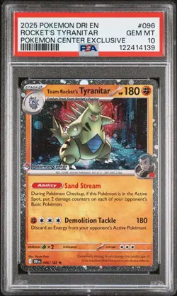 2025 POKEMON DRI EN-DESTINED RIVALS #096 TEAM ROCKET'S TYRANITAR PSA 10 - Image 1