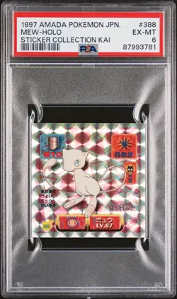 PSA 6 1997 Pokemon Amada Mew Sticker Collection Kai Japanese #388 Prism Holo - Image 1