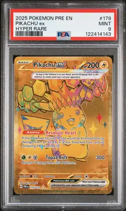2025 POKEMON PRE EN-PRISMATIC EVOLUTIONS HYPER RARE #179 PIKACHU EX PSA 9 - Image 1