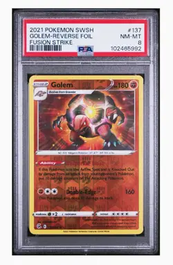 PSA 8 2021 POKEMON SWORD & SHIELD FUSION STRIKE #137 GOLEM-REVERSE FOIL - Image 1
