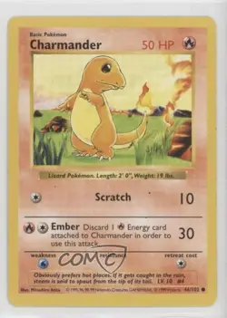 Charmander Shadowless Pokemon Base Set #46 1999 - Image 1