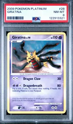 2009 Pokemon Platinum Giratina 28/127 Non Holo Rare PSA 8 Freshly Graded LOW POP - Image 1