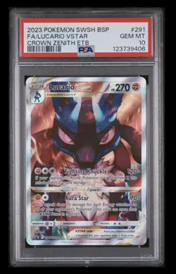 Lucario VSTAR SWSH291 Sword & Shield Crown Zenith ETB Promo Card PSA 10 - Image 1