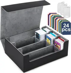 Card Deck Case for Trading Cards 1800+, MTG Card Storage Box, Leather Magnetic C - Image 1