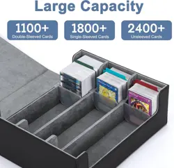 Card Deck Case for Trading Cards 1800+, MTG Card Storage Box, Leather Magnetic C - Image 2