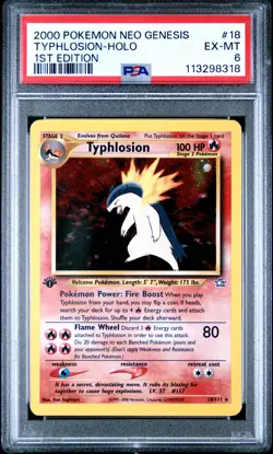 2000 POKEMON NEO GENESIS 1ST ED #18 TYPHLOSION-HOLO PSA 6 - Image 1