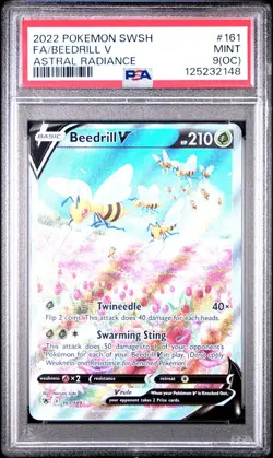 2022 POKEMON SWORD & SHIELD ASTRAL RADIANCE #161 FULL ART BEEDRILL V PSA 9 (OC) - Image 1