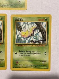 3 Pokemon Weedle 69/102 - Base Set common 3 Used Pokemon Cards - Image 3