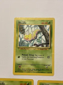 3 Pokemon Weedle 69/102 - Base Set common 3 Used Pokemon Cards - Image 4