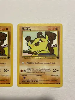 2 Mankey 61/82 Team Rocket Unlimited Vintage Pokemon Cards - Image 3