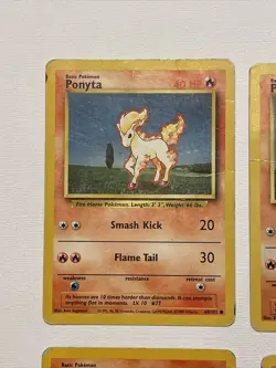 4 Pokemon Ponyta 60/102 - Base Set common 4 Used Pokemon Cards - Image 3