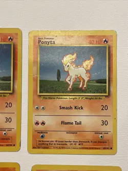 4 Pokemon Ponyta 60/102 - Base Set common 4 Used Pokemon Cards - Image 4