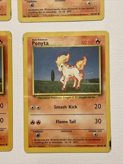 4 Pokemon Ponyta 60/102 - Base Set common 4 Used Pokemon Cards - Image 5