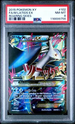 2015 Roaring Skies XY M Latios ex 102 PSA 8 Full Art Mega Pokemon Mid - Image 1