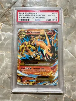 2014 XY Flashfire M Charizard ex 107 Ultra Rare PSA 8 Pokemon Secret - Image 1