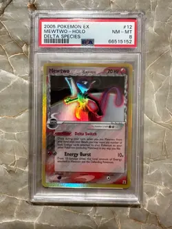 2005 Pokemon Mewtwo Delta Species Holo Rare 12 PSA 8 Rev Vintage 12/113 - Image 1