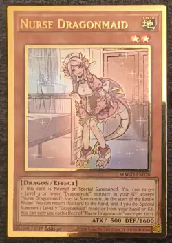 Nurse Dragonmaid - MAGO-EN020 - Premium Gold Rare 1st Ed Yugioh - NM - Image 1