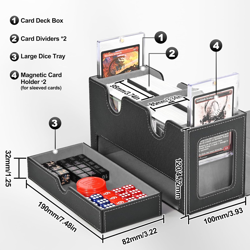 Card Deck Box for MTG, Double Storage Box with 2 Commander Display & 1 Dice Tray - Image 3
