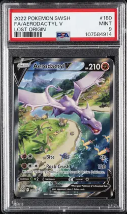 2022 POKEMON SWORD & SHIELD LOST ORIGIN #180 FULL ART/AERODACTYL V PSA 9 - Image 1