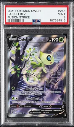 2021 POKEMON SWORD & SHIELD FUSION STRIKE #245 FULL ART/CELEBI V PSA 9 - Image 1