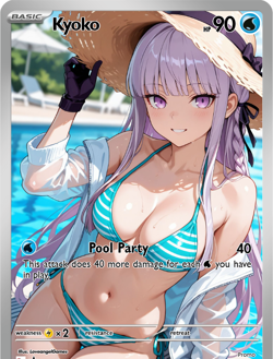 LoveangelGames-Season 2- Custom Card- Waifu Universe-Kyoko Pool Party - Image 1