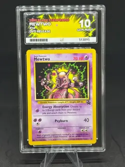 Pokemon TCG Mewtwo #14 2000 Black Star Promo DVD Release ACE 10 GEM MINT - Image 1