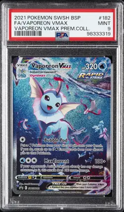 2021 POKEMON SWSH BLACK STAR PROMO #182 FULL ART/VAPOREON VMAX PSA 9 - Image 1