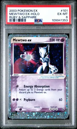 2003 POKEMON EX RUBY & SAPPHIRE #101 MEWTWO EX-HOLO PSA 6 - Image 1