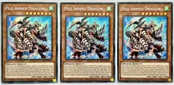 3 x HAC1-EN174 Pile Armed Dragon - Secret Rare 1st Edition LP/NM YuGiOh Cards - Image 1