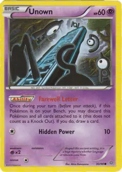 Unown 30/98 Common XY Ancient Origins Pokemon Card LP - Image 1