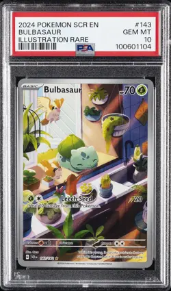 2024 POKEMON SCR EN-STELLAR CROWN ILLUSTRATION RARE #143 BULBASAUR PSA 10 - Image 1