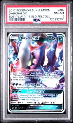 2017 POKEMON SUN & MOON DARKRAI GX BUS-YLW.A ‘18 SLG FIG.COLL #88a PSA 8 NM MT - Image 1
