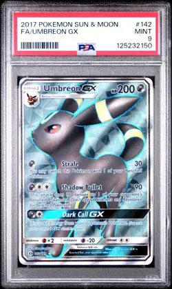 2017 Pokemon Umbreon GX Full Art FA 142/149 Sun Moon Base Set Holo 142 PSA 9 - Image 1
