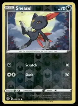 2022 Brilliant Stars Set Pokemon Card 086 Sneasel Reverse Foil NM - Image 1