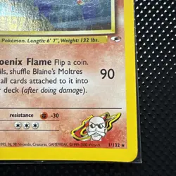 Pokemon TCG Blaine's Moltres Holo Rare Card 1/132 Gym Heroes LP - Image 4