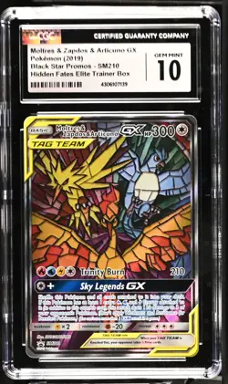 Moltres & Zapdos & Articuno GX SM 210 Promo Pokemon Graded CGC 10 - Image 1