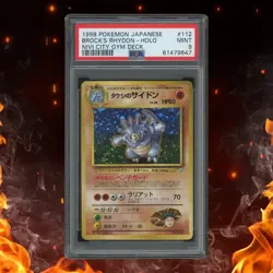 1998 Pokemon Nivi City Gym Deck Japanese BROCK'S RHYDON Holo PSA 9 #112 - Image 1