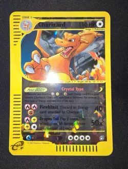 Pokemon Card-Crystal-Charizard-Skyridge-REVERSE-HOLO-JUMBO-TOPPER-Card-9/12-Exc - Image 1