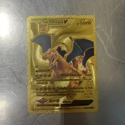 Charizard V Textured Gold Foil Fan Art Textured Collector Pokemon HP 508 LV91 - Image 1