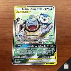 Blastoise & Piplup GX 215/236 Cosmic Eclipse Pokemon TCG Brazilian Card Rare NM - Image 1