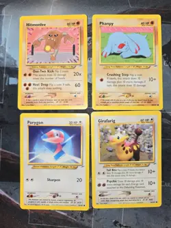 Neo Destiny 4 Card Lot Hitmonlee, Phanpy, Porygon, Girafarig Pokemon - Image 1